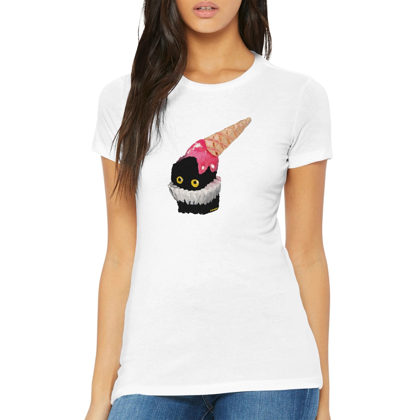 Official Vanessa Stockard 'Ice Cream Hat' - Premium Womens Crewneck T-shirt